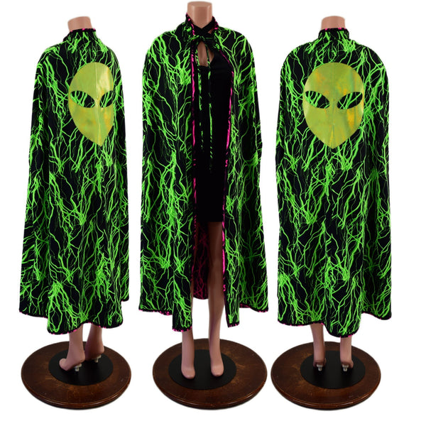 Reversible Neon Alien Head Cape - 8