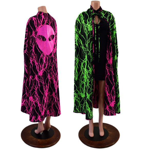 Reversible Neon Alien Head Cape - 3
