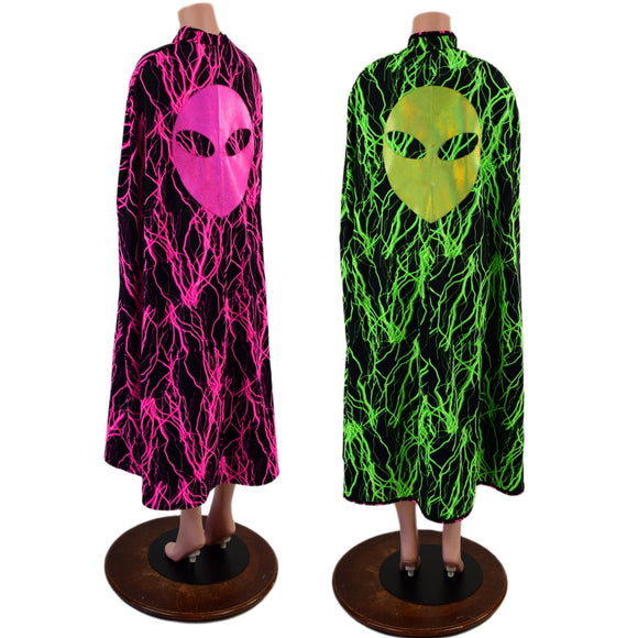 Reversible Neon Alien Head Cape - Coquetry Clothing
