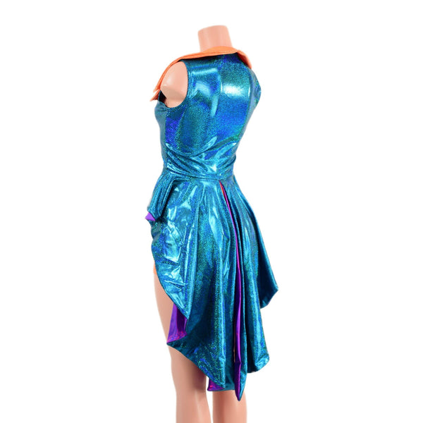 Reversible Tuxedo Tail Sleeveless Zipper Front Crop Jacket - 5