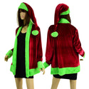 "Mean One" Not a Cardigan and Matching Santa Hat with Neon Green Trim - 1