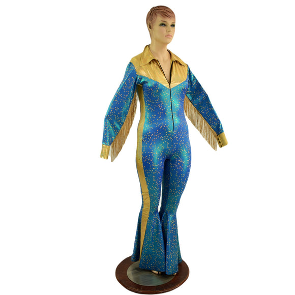 Rodeo Catsuit with Side Panels, Fringe, Snap Cuffs and Yoke Collar - Coquetry Clothing