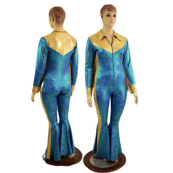 Rodeo Catsuit with Side Panels, Fringe, Snap Cuffs and Yoke Collar - Coquetry Clothing