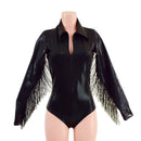 Rodeo Collar Romper and Bootcut Chaps Set with Fringe - Coquetry Clothing