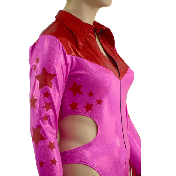 Rodeo Romper with Fringe, Vinyl Stars, and Hipnotic Cutouts - Coquetry Clothing
