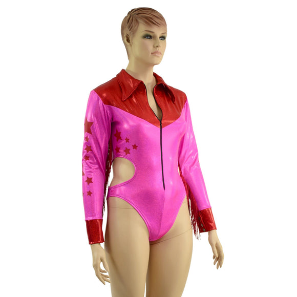 Rodeo Romper with Fringe, Vinyl Stars, and Hipnotic Cutouts - Coquetry Clothing