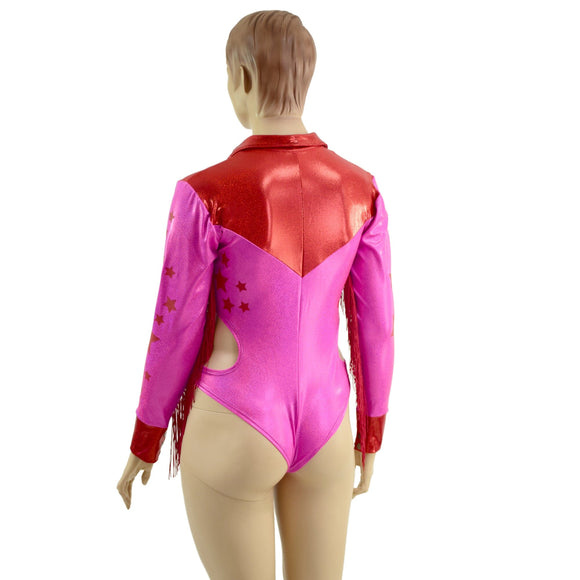 Rodeo Romper with Fringe, Vinyl Stars, and Hipnotic Cutouts - Coquetry Clothing