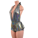 Ruffle Rump Josie Romper in Silver Holographic - Coquetry Clothing