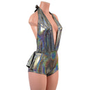 Ruffle Rump Josie Romper in Silver Holographic - Coquetry Clothing