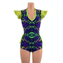 Neon Melt Flip Sleeve Ruffle Rump Romper - 4