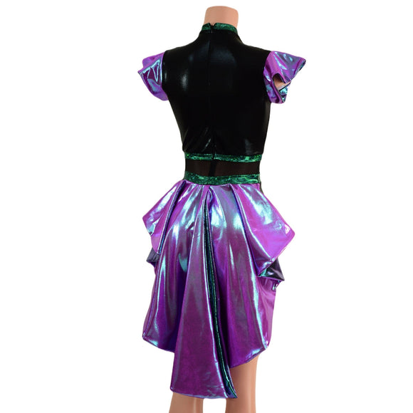 Plumeria, Scarab and Black Mystique Tux Back Romper with Boy Cut Leg - Coquetry Clothing