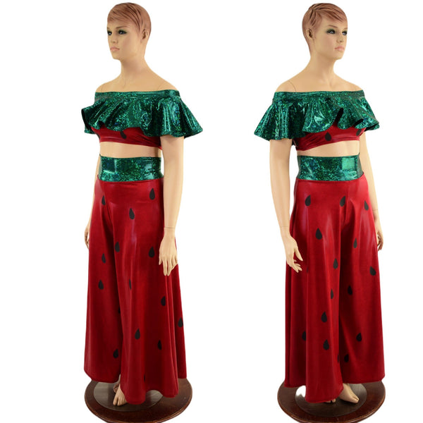 Strawberry Seeds 2PC Set with Wide Leg Pants and Off Shoulder Top - 3