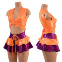 Ultra Mini Open Front Skirt and Wrap And Tie Skirt Set - 1