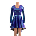 Moonstone Hi Lo Long Sleeve Skater Dress with Silver Holo Skirt Lining - 4