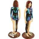 Girls Scarab Asymmetrical Catsuit with Mesh Leg, and Inset Mesh Keyhole - Coquetry Clothing