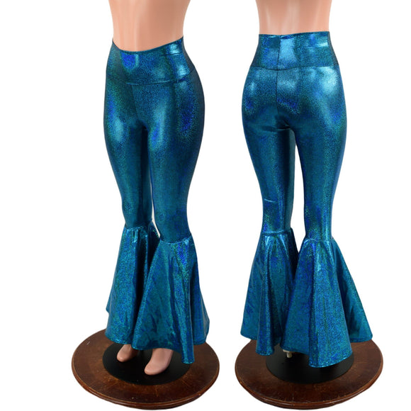 Ocean Sparkle High Waist Bell Bottom Flares - Coquetry Clothing