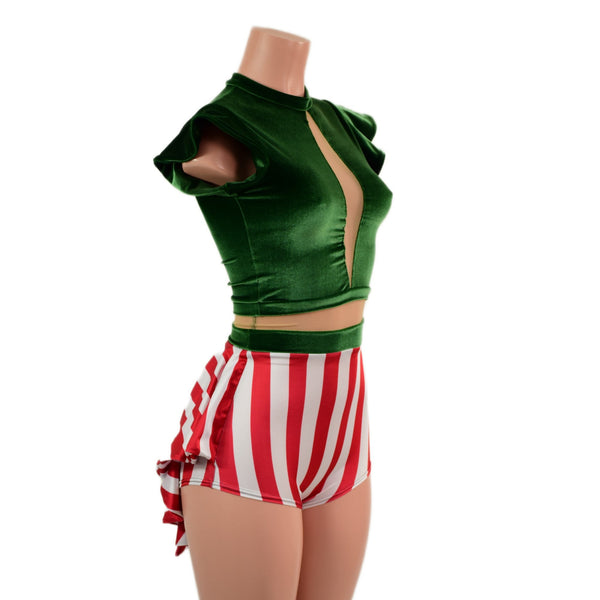 Santa's Little Helper Keyhole Romper with Tux Tails - 2