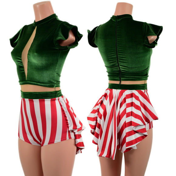 Santa's Little Helper Keyhole Romper with Tux Tails - Coquetry Clothing