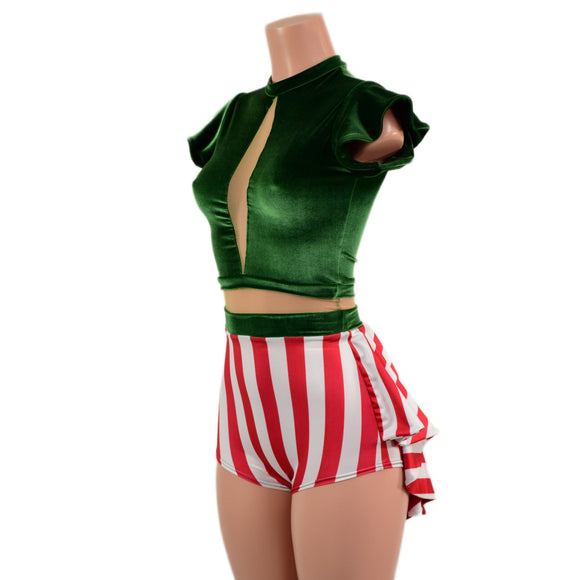 Santa's Little Helper Keyhole Romper with Tux Tails - Coquetry Clothing