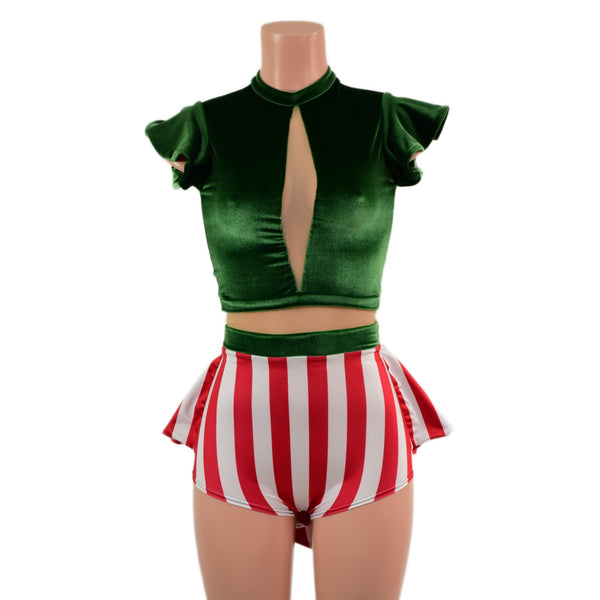 Santa's Little Helper Keyhole Romper with Tux Tails - 8
