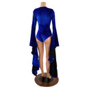 Sapphire Blue Sorceress Sleeve Romper with Lace Up Neckline - Coquetry Clothing