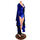 Sapphire Blue Sorceress Sleeve Romper with Lace Up Neckline - Coquetry Clothing