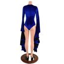Sapphire Blue Sorceress Sleeve Romper with Lace Up Neckline - Coquetry Clothing