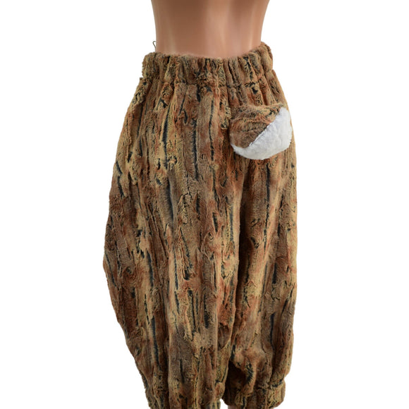Satyr Minky Faux Fur Pants with Tail in Amber Fox - Coquetry Clothing
