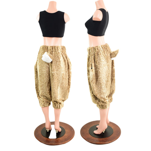 Satyr Minky Faux Fur Pants with Tail in Cappuccino Fawn - Coquetry Clothing