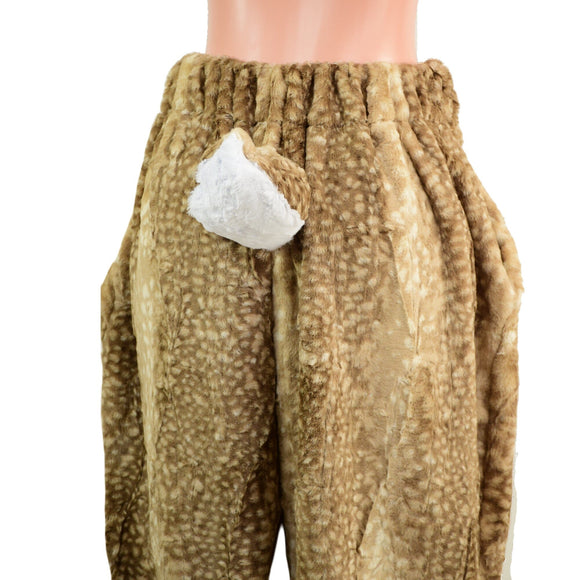 Satyr Minky Faux Fur Pants with Tail in Cappuccino Fawn - Coquetry Clothing