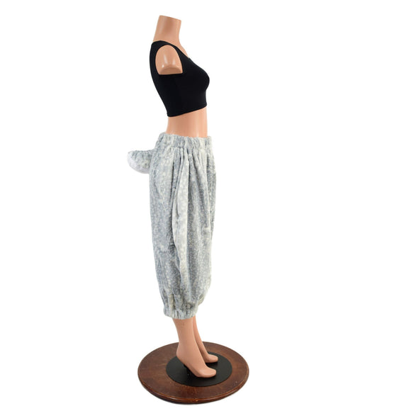 Satyr Minky Faux Fur Pants with Tail in Silver Fawn - Coquetry Clothing