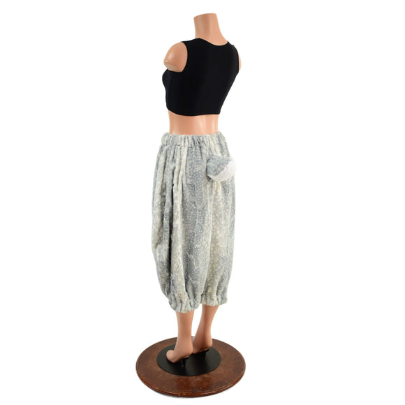 Satyr Minky Faux Fur Pants with Tail in Silver Fawn - Coquetry Clothing