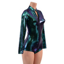 Scarab Holographic Stella Romper with Long Sleeves & Boy Cut Leg - Coquetry Clothing