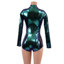 Scarab Holographic Stella Romper with Long Sleeves & Boy Cut Leg - Coquetry Clothing