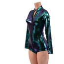 Scarab Holographic Stella Romper with Long Sleeves & Boy Cut Leg - Coquetry Clothing