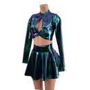 Scarab Long Sleeve Keyhole Top and 15" Circle Cut Skirt Set - Coquetry Clothing