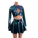 Scarab Long Sleeve Keyhole Top and 15" Circle Cut Skirt Set - Coquetry Clothing