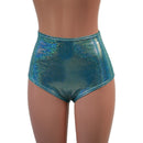 Seafoam Holographic High Waist Siren Shorts - Coquetry Clothing