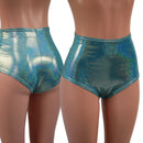 Seafoam Holographic High Waist Siren Shorts - Coquetry Clothing