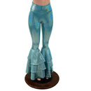 Seafoam Holographic High Waist Triple Tier Bell Bottom Flares - Coquetry Clothing