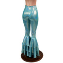 Seafoam Holographic High Waist Triple Tier Bell Bottom Flares - Coquetry Clothing