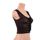 Sheer Black Mesh Laceup Crop Tank - Coquetry Clothing