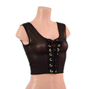 Sheer Black Mesh Laceup Crop Tank - Coquetry Clothing