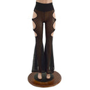 Sheer Black Mesh Solar Flares with Triple Cutouts and O - rings - Coquetry Clothing