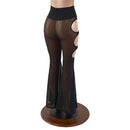 Sheer Black Mesh Solar Flares with Triple Cutouts and O - rings - Coquetry Clothing