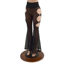 Sheer Black Mesh Solar Flares with Triple Cutouts and O - rings - Coquetry Clothing
