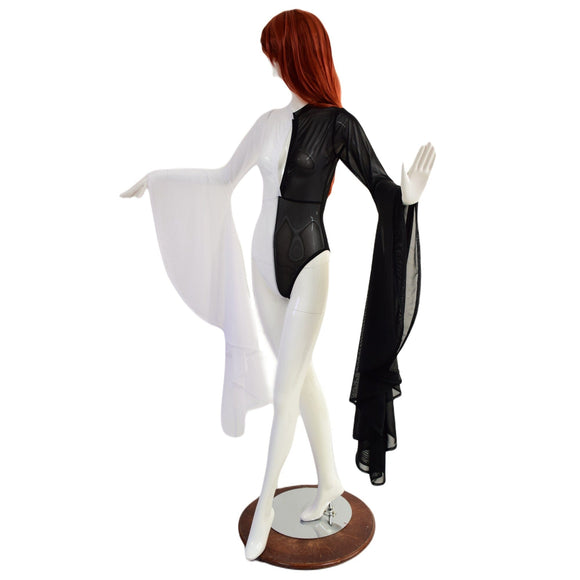 Sheer Mesh Sorceress Sleeve Romper with Keyhole Neckline - Coquetry Clothing