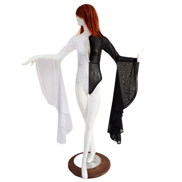 Sheer Mesh Sorceress Sleeve Romper with Keyhole Neckline - Coquetry Clothing