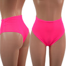 Sheer Neon Pink Mesh High Waist Siren Shorts with Brazilian Cut Leg - Coquetry Clothing