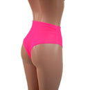 Sheer Neon Pink Mesh High Waist Siren Shorts with Brazilian Cut Leg - Coquetry Clothing